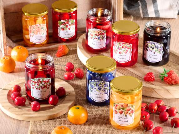 Bougie gel parfumée effet pot de confiture de fruits