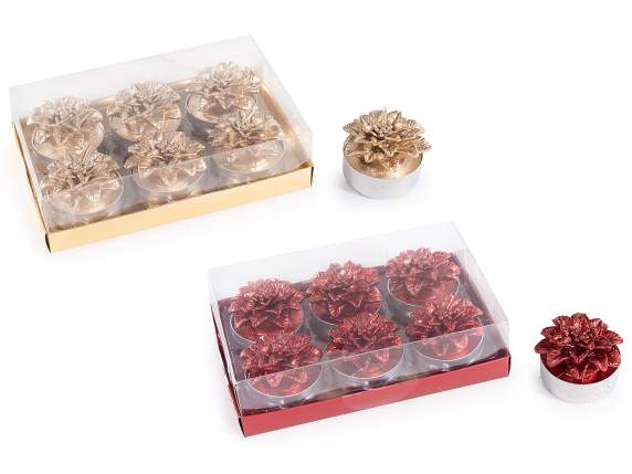 Coffret de 6 bougies chauffe-plat étoiles de Noël