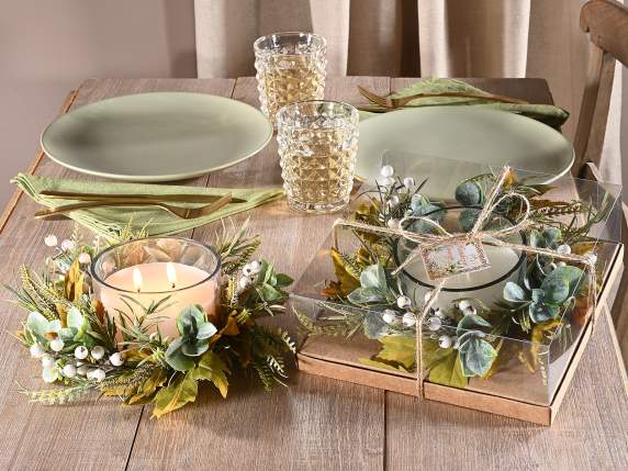 Coffret bougeoir en verre et bougie parfumée 2 flammes
