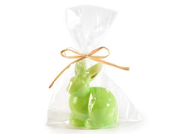 Bougie lapin colorée effet brillant avec oreilles dorées
