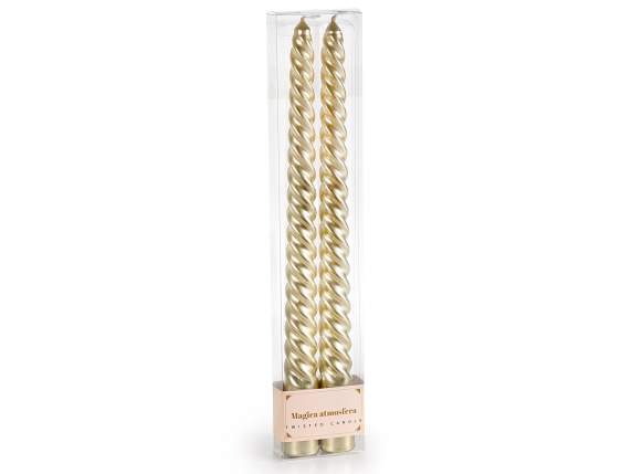 Coffret de 2 bougies torchon couleur champagne