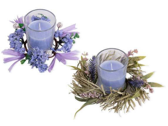 Coffret cadeau lavande avec bougie parfumée et couronne
