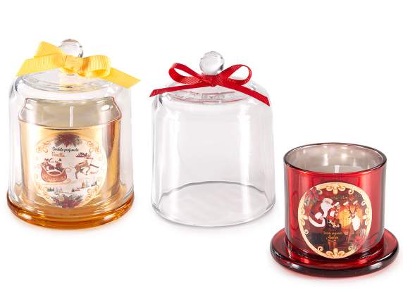 Bougie parfumée de Noël dans une cloche en verre