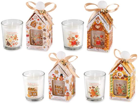 Bougie parfumée en verre avec décorations en pain dépices