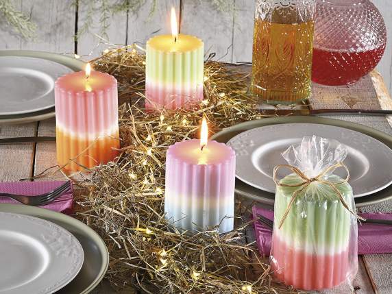 Bougie cylindrique à abat-jour bicolore en pack individuel