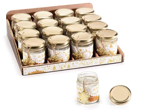 Bougie parfumée de Noël dans un pot en verre avec pendentif