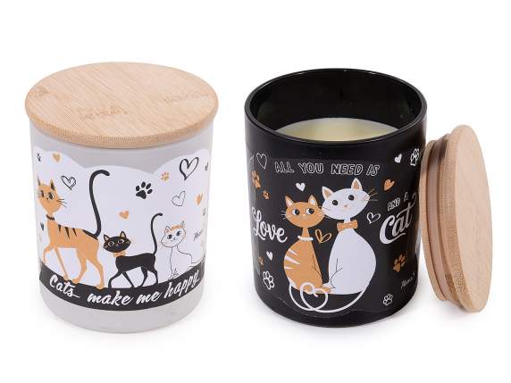 Bougie parfumée dans un pot en verre avec bouchon en bois