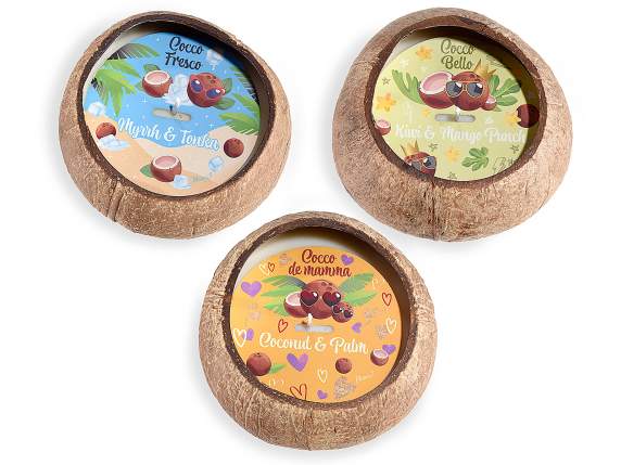 Bougie parfumée dans un véritable pot en noix de coco