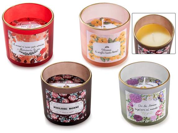 Bougie parfumée dans un pot en verre pour les grands-parents