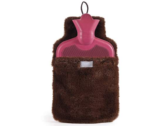 Bouillotte avec doublure en fourrure écologique douce
