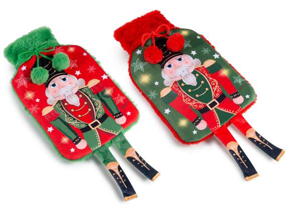 Bouillotte 1,5L revêtement, pompon et pattes en éco-fourrure