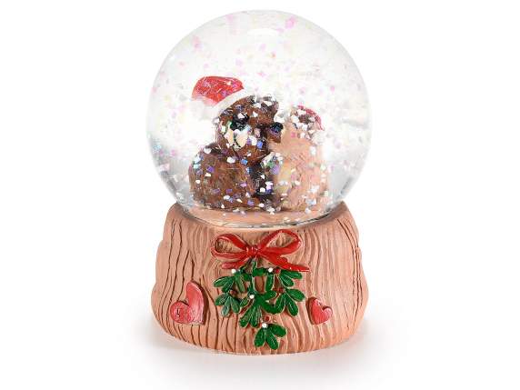 Boule à neige avec animaux en résine, en vitrine