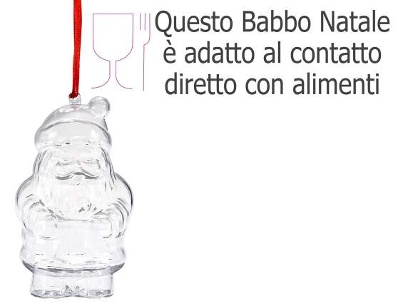 Père Noël transparent qui souvre avec un ruban à suspendre