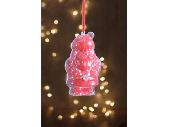 Père Noël transparent qui souvre avec un ruban à suspendre