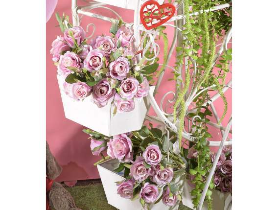 Bouquet de 8 roses artificielles en tissu