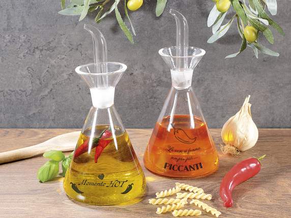 Bouteille dhuile conique en verre de 300 ml avec bouchon