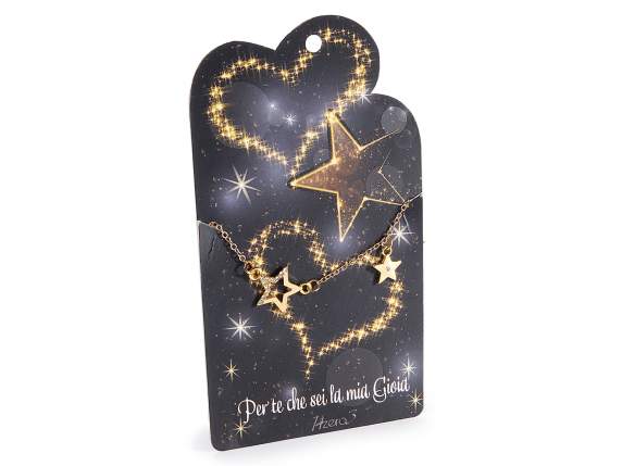Bracelet en métal avec 2 pendentifs coeur ou étoile avec str