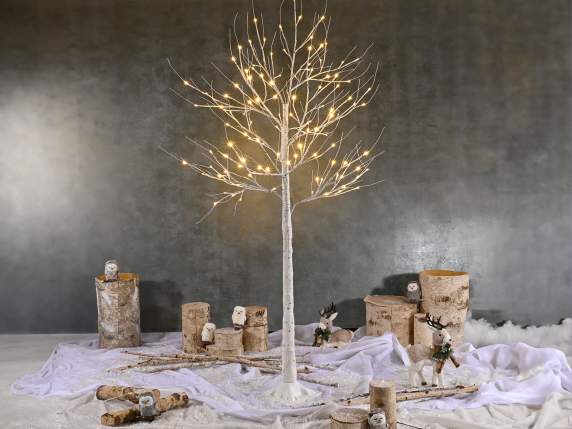 Arbre m1.80H effet bouleau 120 LED blanc chaud, 120 branches