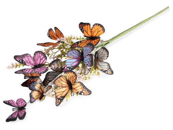 Branche ornée de papillons en tissu