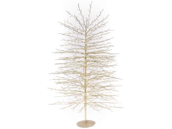 Arbre m 1,80H doré, 2000 LED blanc chaud, 200 branches