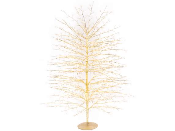 Arbre m 1,50H doré, 1500 LED blanc chaud, 150 branches