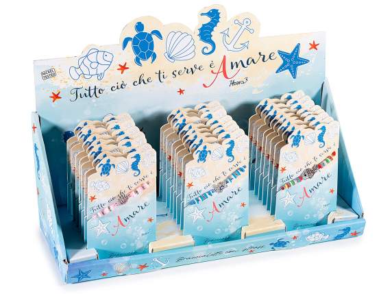 Brățară din frânghie cu mărgele și pandantiv metalic colorat