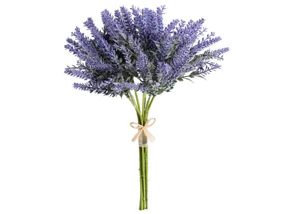 Buchet de lavandă artificială cu fundă din rafie