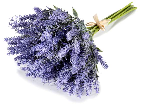 Buchet de lavandă artificială cu fundă din rafie