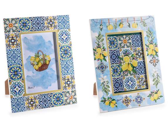 Cadre photo en bois dagrumes méditerranéens à poser