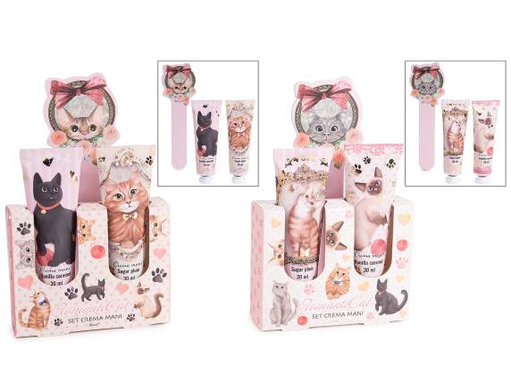 Set de regalo para gatos con dos cremas de manos de 30 ml y