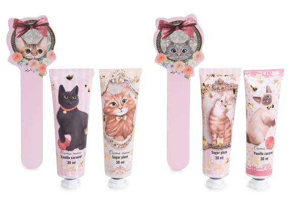 Set de regalo para gatos con dos cremas de manos de 30 ml y