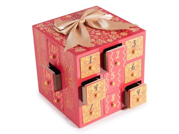 Calendar de Advent din lemn cu fundă
