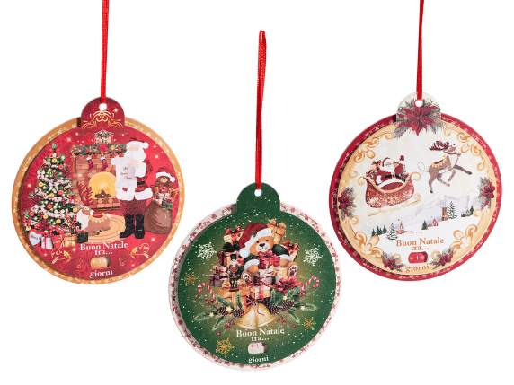 Calendar de advent din lemn imprimat de agățat