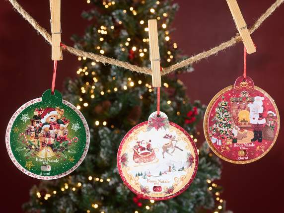 Calendar de advent din lemn imprimat de agățat