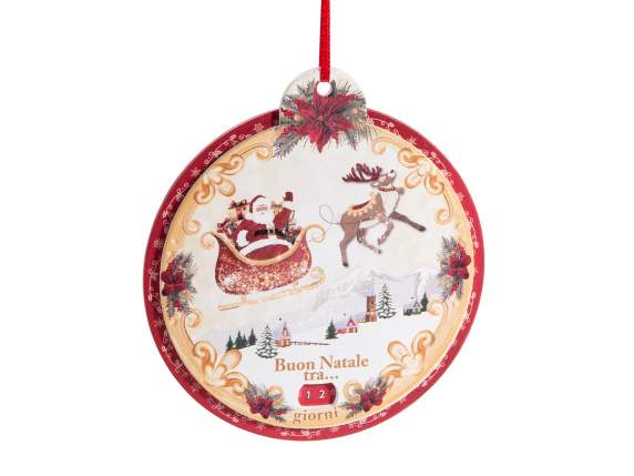 Calendar de advent din lemn imprimat de agățat