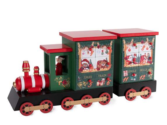 Calendar de Advent Tren din lemn cu 24 de sertare