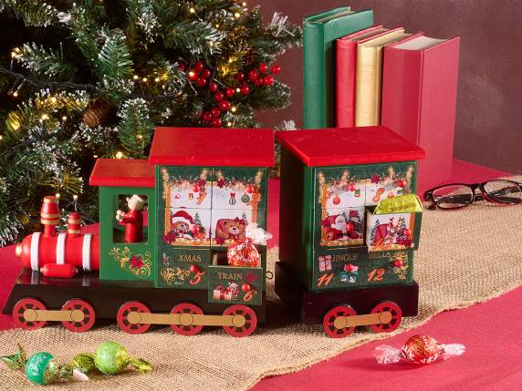 Calendar de Advent Tren din lemn cu 24 de sertare