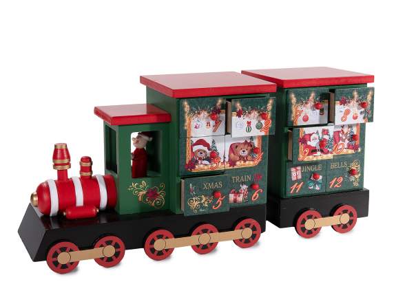 Calendar de Advent Tren din lemn cu 24 de sertare