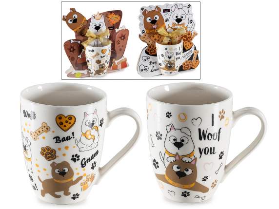 Cană de porțelan de 300 ml cu decorațiuni cu câini