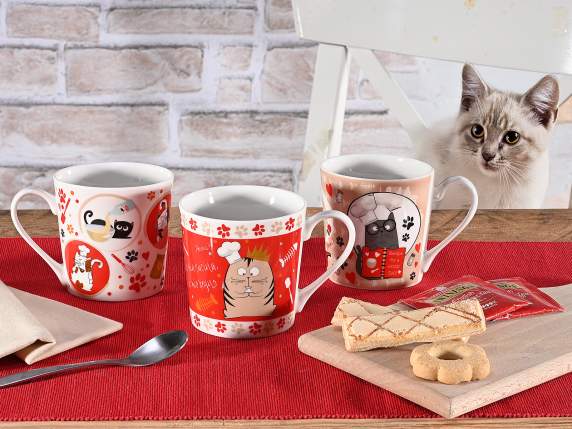 Cana din portelan cu decor „FunnyCats”.