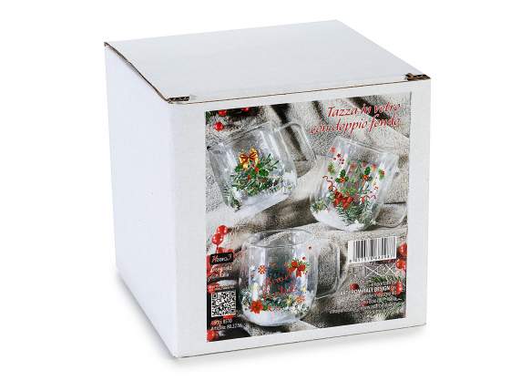 Cana de sticla de 200 ml cu fund dublu i decoraiuni