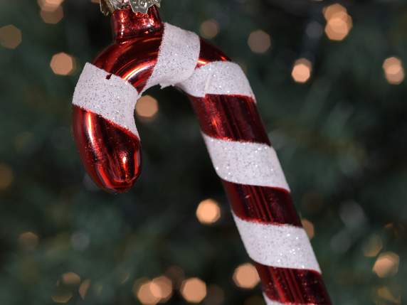Colored glass candy cane to hang