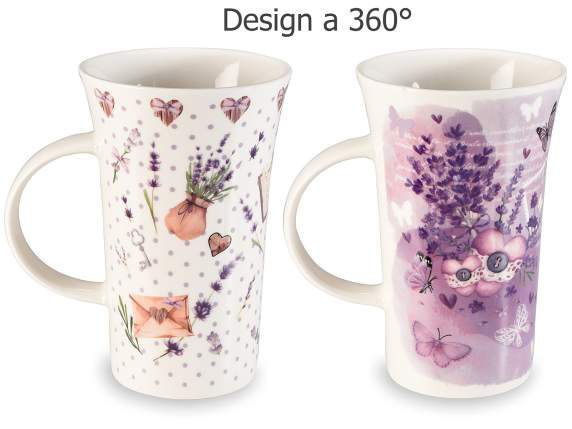 Cana de portelan de 500 ml cu decor lavanda