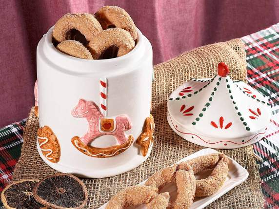 Bocal alimentaire en céramique en forme de carrousel de Noël