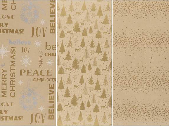 Paquet de 60 feuilles de papier cadeau naturel avec imprimé