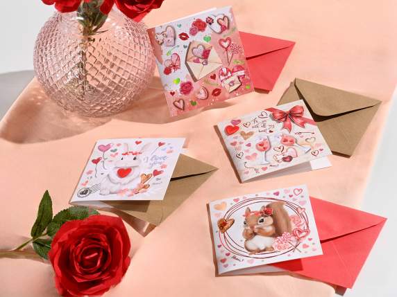 Carte de voeux de Saint-Valentin avec imprimé animal