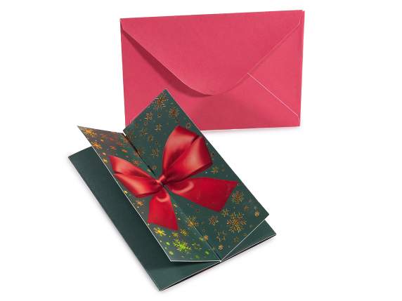 Carte de vœux de Noël pliante avec décorations dorées