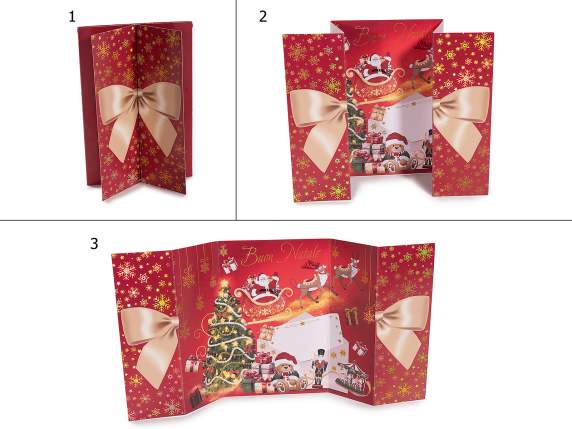 Carte de vœux de Noël pliante avec décorations dorées