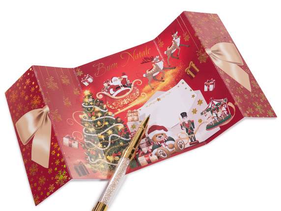 Carte de vœux de Noël pliante avec décorations dorées