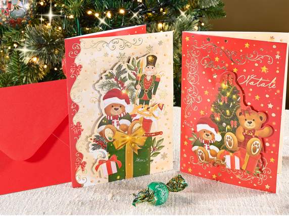 Carte de vœux Noël 3D avec lumières musicales et enveloppe